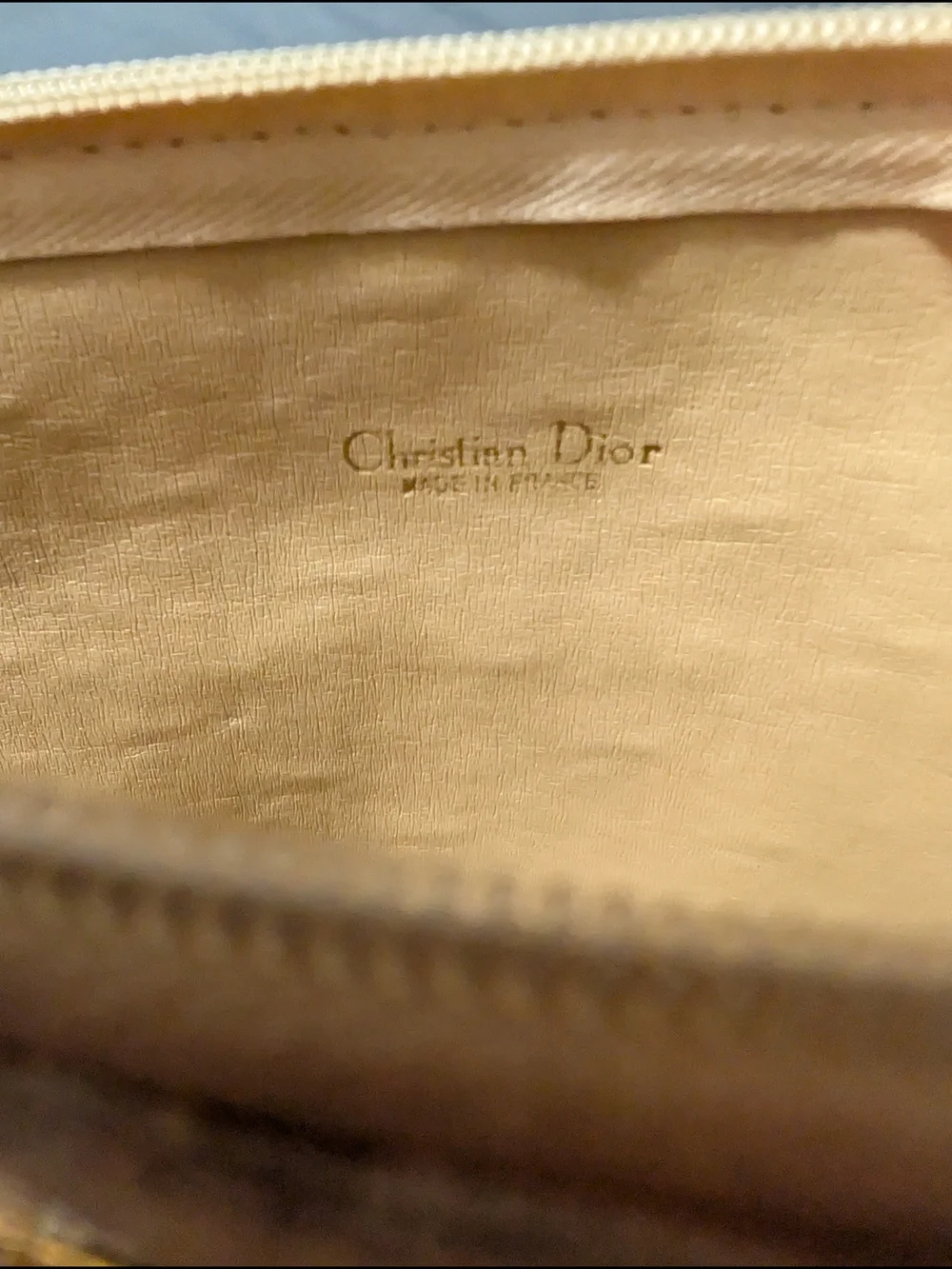 Vintage Christian Dior Trotter Oblique Beige Shoulder Bag Gold CD Logo France